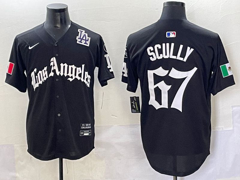 Men 2025 Los Angeles Dodgers #67 Scully Black Five generations Joint Name Nike MLB Jersey style 12->los angeles dodgers->MLB Jersey